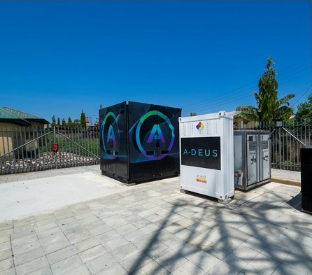 Integrated Power Angel and supporting container at the Abuja commercial showcase site.